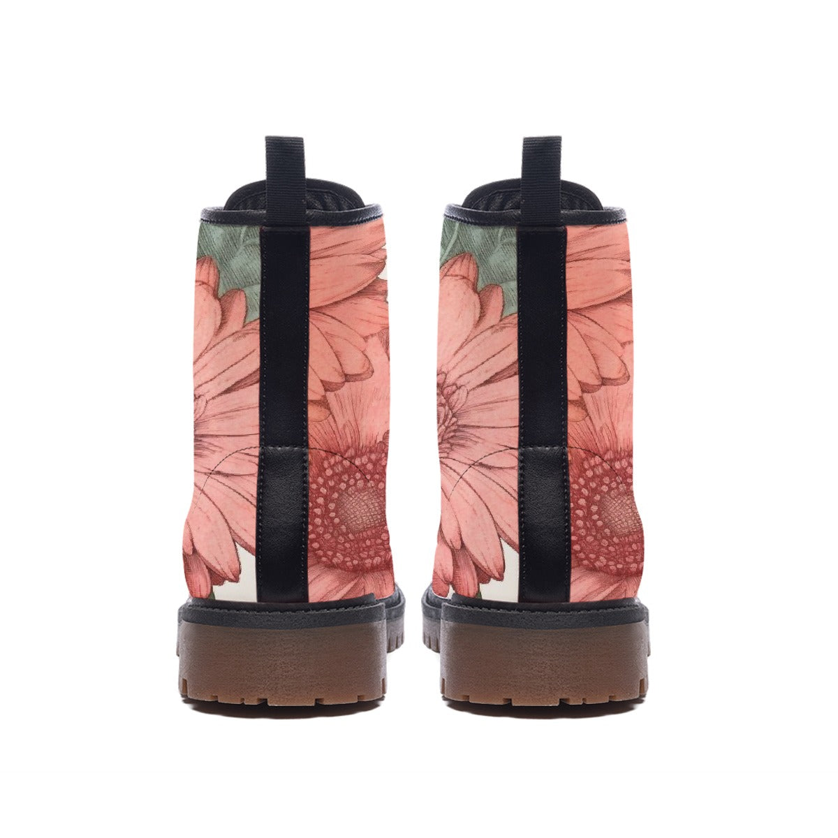 Coral Daisy Combat Boots