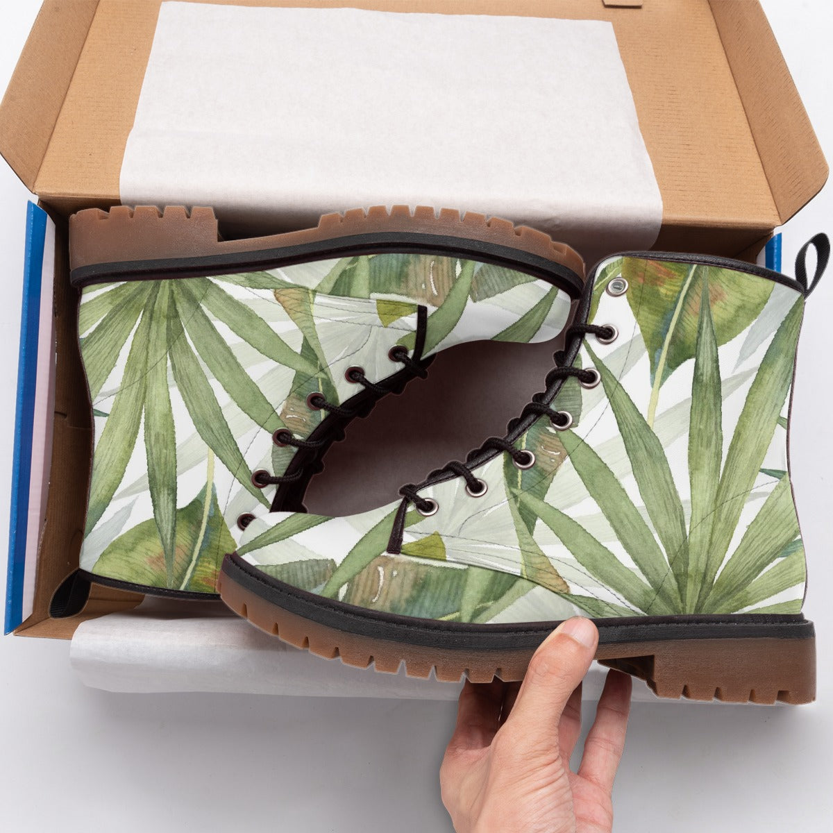 Palm Leaf Combat Boots