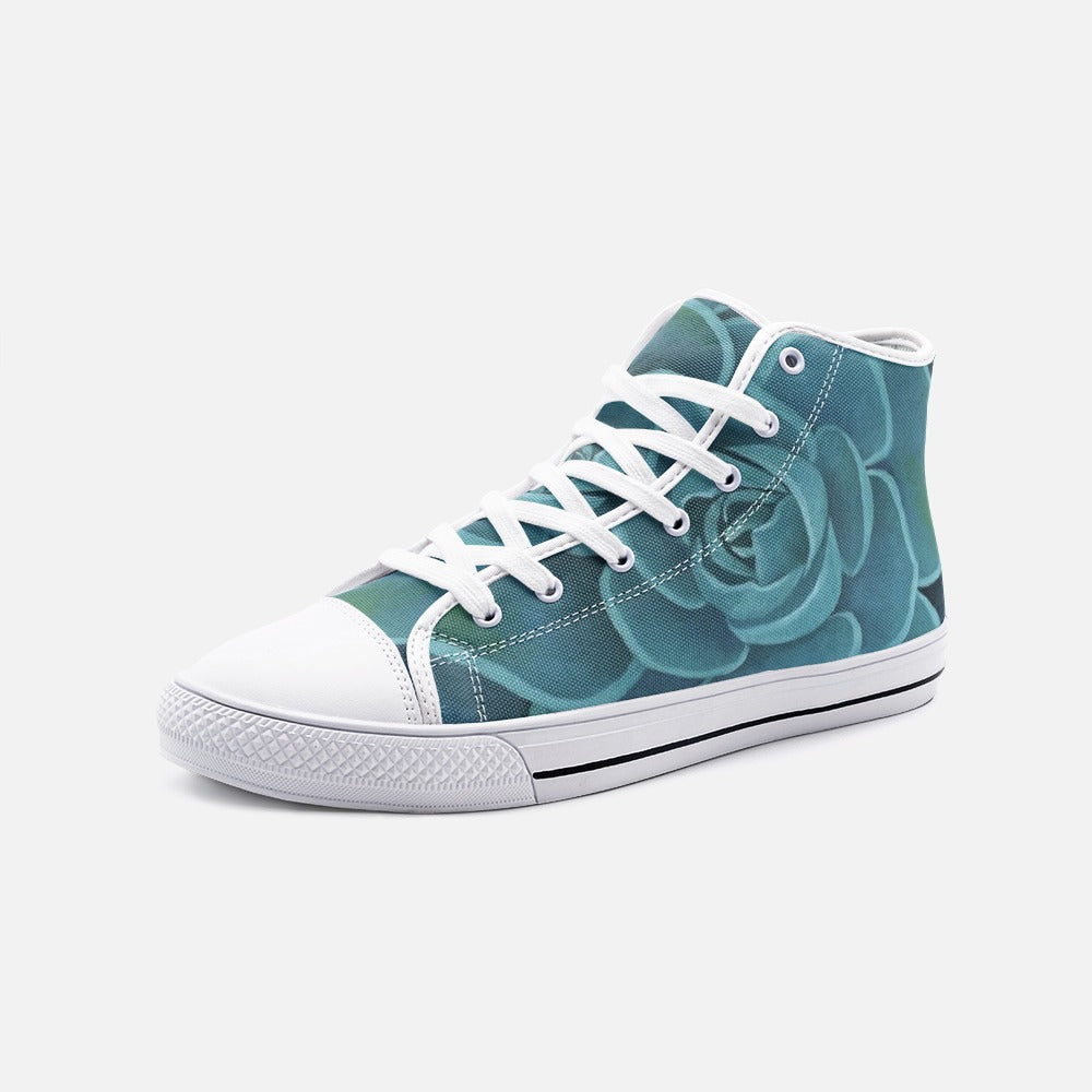 Teal Succulent High Top Canvas Shoes Bloom Designs Studio